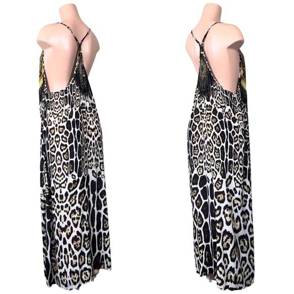 Shahida Parides ANIMAL PRINT STRAPPY MAXI DRESS SZ M/L $359.00 - Picture 5 of 9